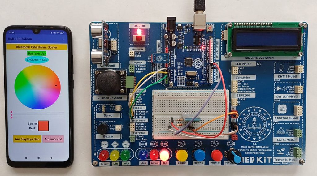 MEBKİT-Bluetooth Modülü HC-05 İle RGB Led Yakma