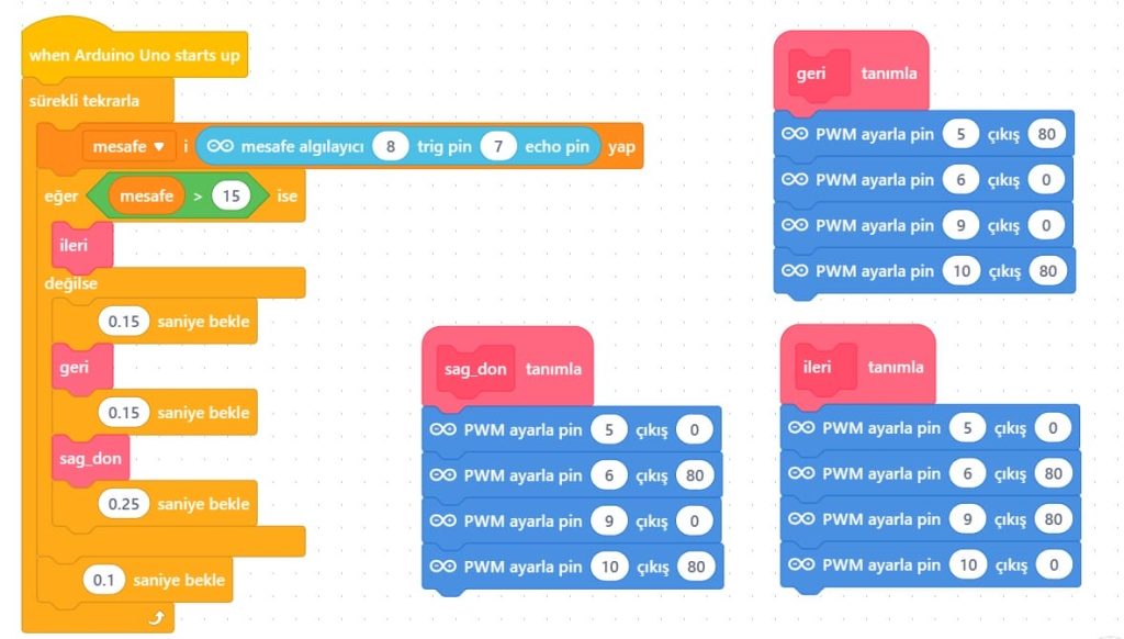 MBLOCK ENGELDEN KAÇAN ROBOT DEVRESİ